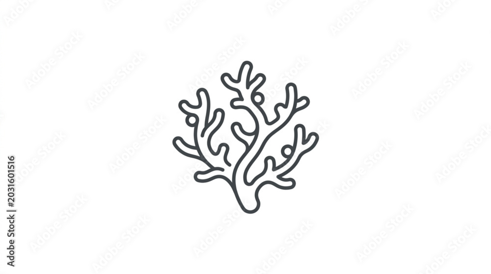 Obraz premium Stylized Outline Drawing of a Branching Coral.
