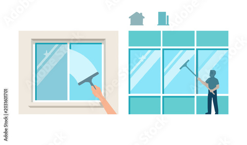 Clean windows business and home vector illustration isolated on white background