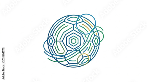 Tableau sur toile Abstract Soccer Ball Design with Geometric Patterns.