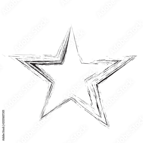 Distressed Stroke Star. Vector Design Isolated on White Background