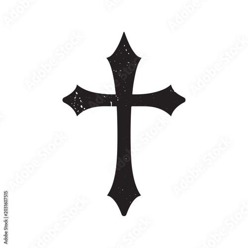 Distressed Cross Grunge Stamp. Vector Design Isolated on White Background