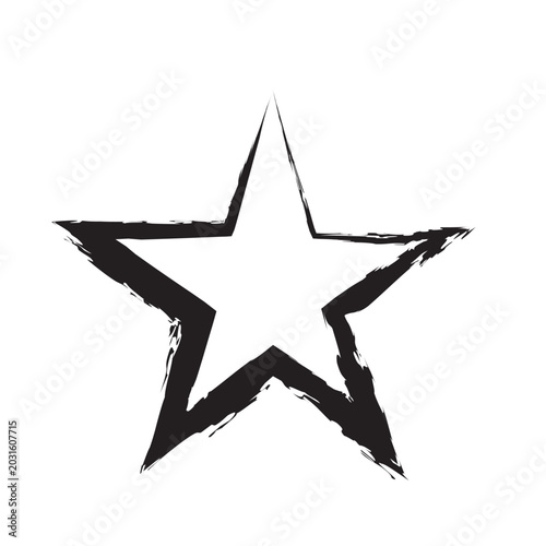 Distressed Stroke Star. Vector Design Isolated on White Background