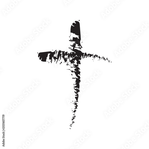 Distressed Cross. Vector Design Isolated on White Background