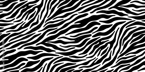 Bild auf Leinwand Seamless black and white zebra stripes pattern abstract animal print background