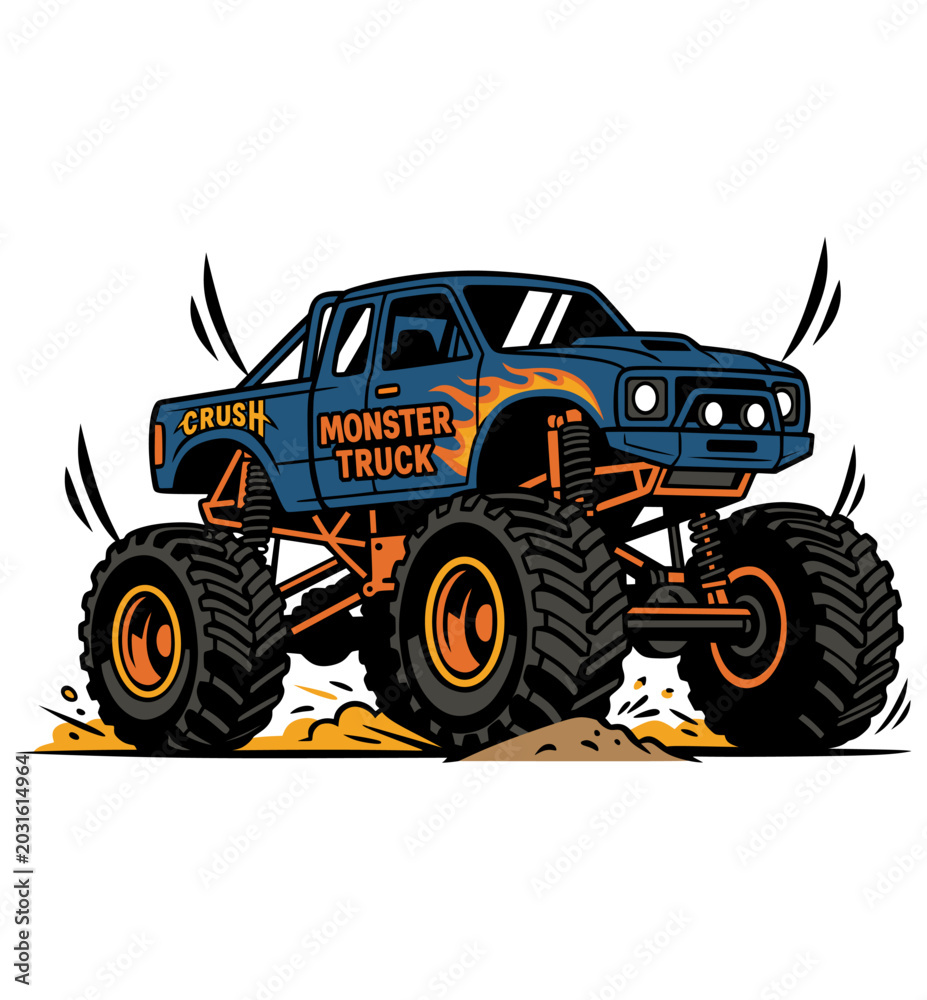 Fototapeta premium Vintage Monster Truck Off Road Racing Illustration for T Shirt Print