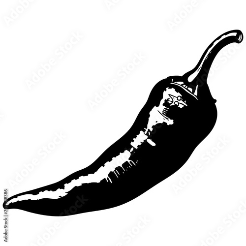 Chili pepper silhouette with water drops isolated as PNG