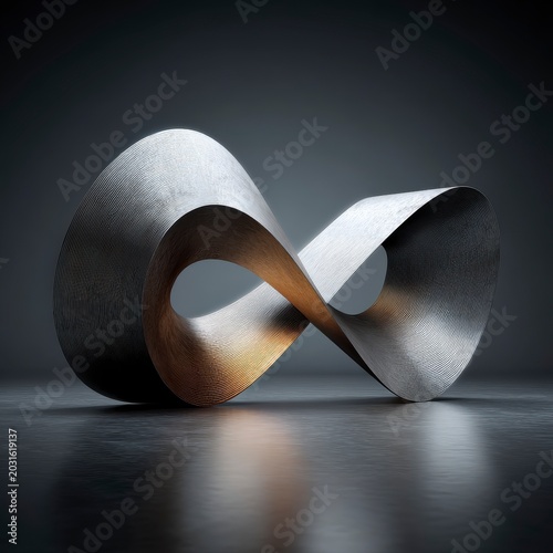 3D Sculpture of Mobius Strip Representing Infinity and Continuity