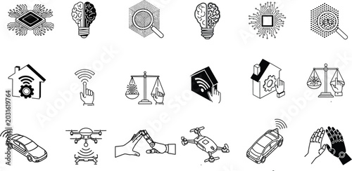 Tableau sur toile Collection of modern technology and innovation icons