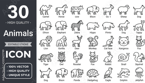 Photos Animal line icon set