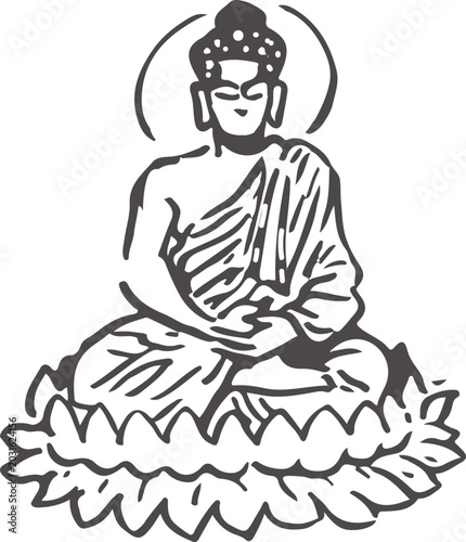Принти на полотні Buddha Lotus Line Art Vector