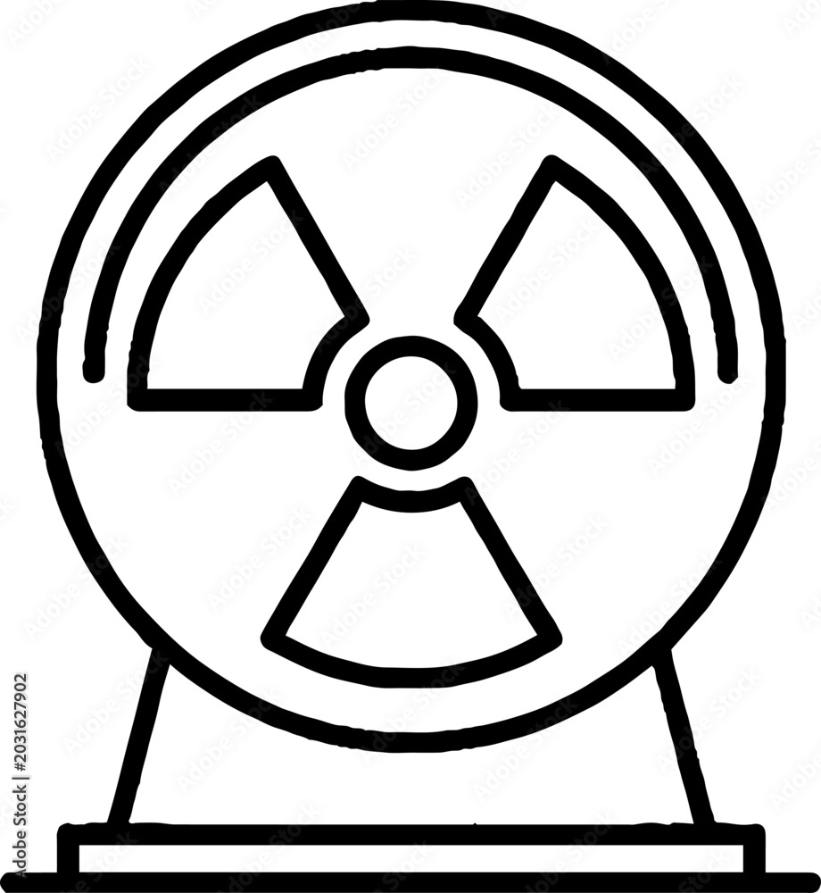 Fototapeta premium Radioactive hazard warning symbol line art