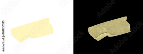 Small Glowing Pale Yellow Irregular Torn Paper Tape Strip on Dual Background
