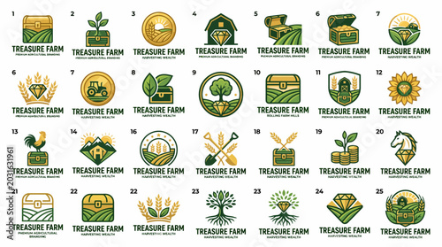 Collection of eco friendly farm logos.
