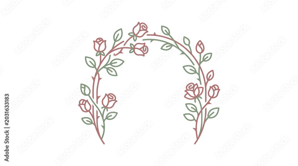 Fototapeta premium Delicate Rose Archway Floral Design Element.