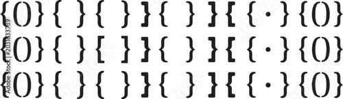 Set of decorative bracket shapes and frames in various styles on a transparent background vector illustration.