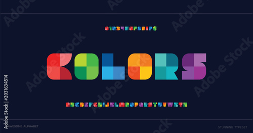 Konstfotografi Modern font, retro geometric type or art deco typeface and bold characters alphabet, vector ABC letters