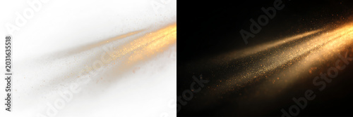 Obraz na płótnie Warm golden illumination beams with floating shimmer haze PNG