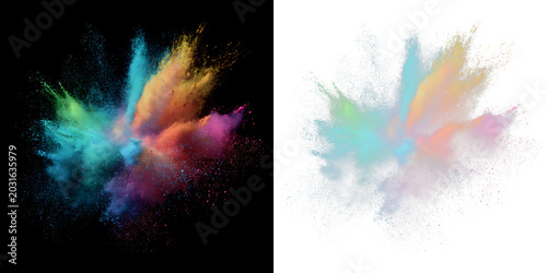Fotografia Explosive rainbow holi powder burst with vivid color splash PNG