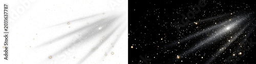 Photography Radiant white spotlight rays with glowing silver dust overlay PNG