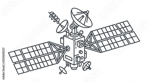 Canvas Print Detailed illustration of a communication satellite in orbit.