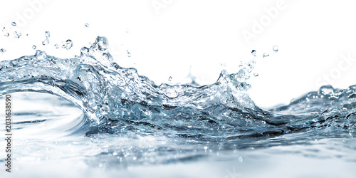 Bilde på lerret Realistic ocean wave splash with clear water droplets PNG