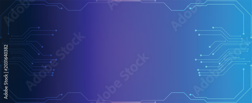 Futuristic circuit technology background with neon gradient and digital connection lines