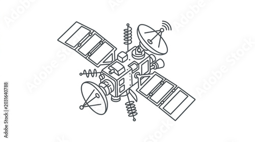 Foto Detailed illustration of a modern communication satellite in orbit