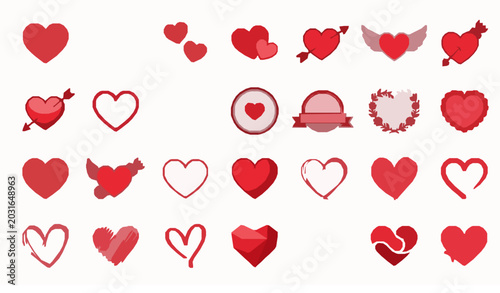 Photos SEO Title:
Romantic red heart outline icons valentine love vector collection iso