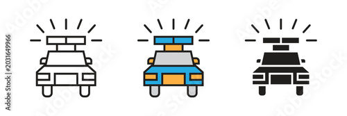 Billede på lærred Plain Police Or Emergency Car Icon