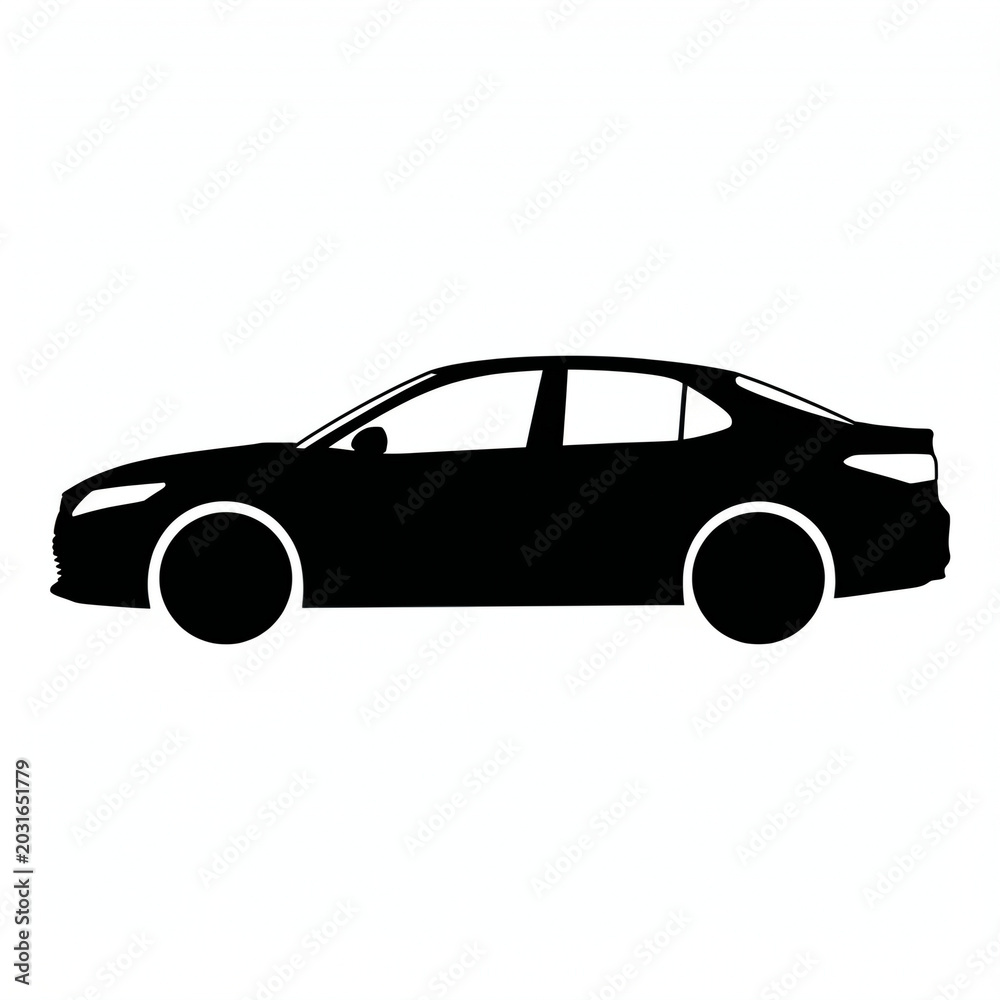Fototapeta premium Silhouette of a sedan car in a side view 