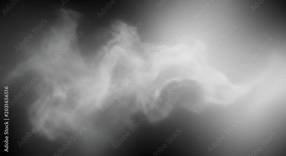 Fototapeta premium Ethereal cosmic nebula with glowing stars against a dark smoky abstract background