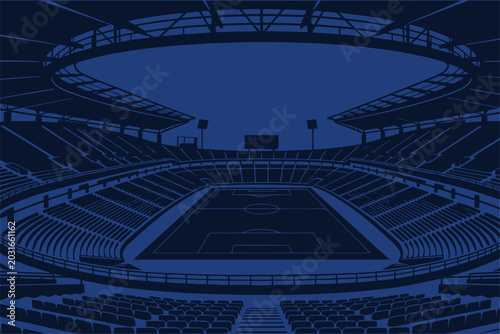 Foto Blue football stadium illustration vector background for sport event world cup