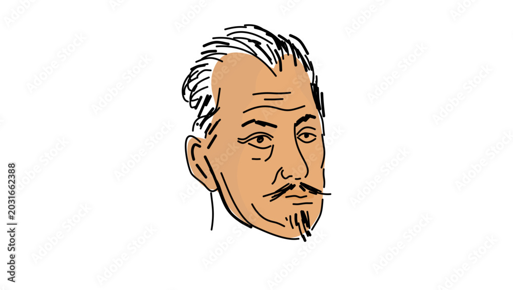 Fototapeta premium Albrecht von Wallenstein portrait, color vector illustration