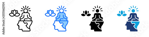 Canvas-taulu Peaceful Mind Icon Set Multi Style Vector Illustration