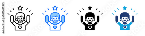 Slika na platnu Excited Feeling Icon Set Multi Style Vector Illustration