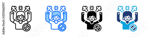 Canvas Print No Angry Icon Set Multi Style Vector Illustration