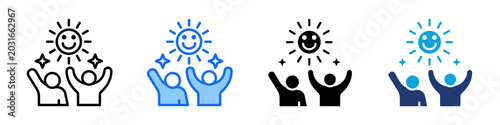Fotografija Cheerful Icon Set Multi Style Vector Illustration