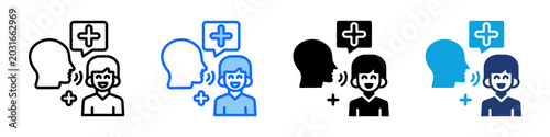 Photography Positive Talk Icon Set Multi Style Vector Illustration