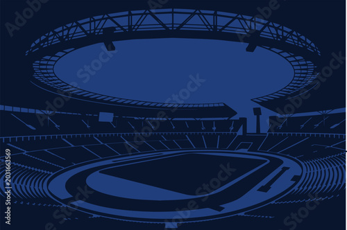 Blue Vector Architecture Illustration of Modern Sports Stadium Arena