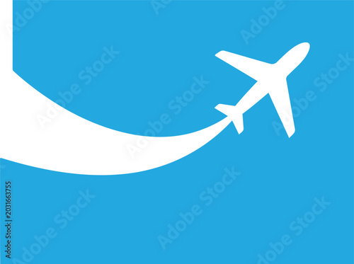 Airplane with contrail graphic on transparent background