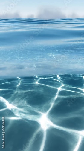 Shimmering water caustics reflecting on bright surface with sunlight beams loop 3