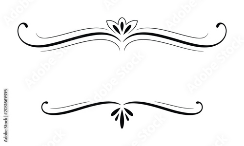 Black flourish divider with floral accents