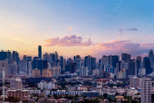 Canvas Print Bangkok city skyline at sunset