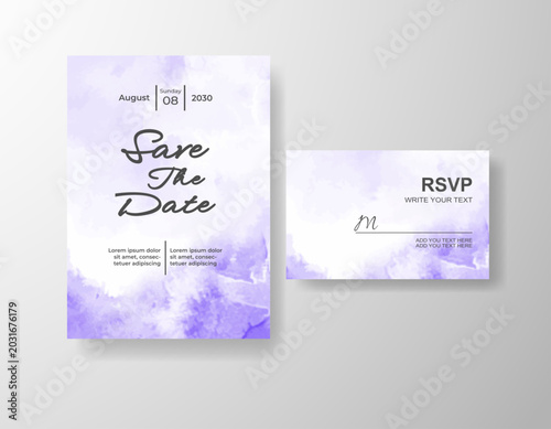 Elegant RSVP card design with abstract paint background and stylish wedding invitation typography layout 
