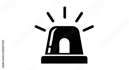 Black and white vector icon of a flashing emergency siren light, isolated on transparent background
