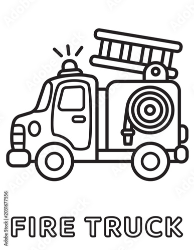 Fire truck coloring page for kids educational transport activity book
