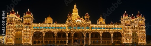 India, Karnataka, Mysore, Maharaja’s Palace at night, 3 March 2026