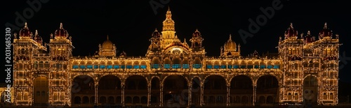 India, Karnataka, Mysore, Maharaja’s Palace at night, 3 March 2026