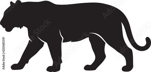 Photos Silhouette of a Panther: A striking black silhouette of a panther in mid-stride, embodying power and stealth