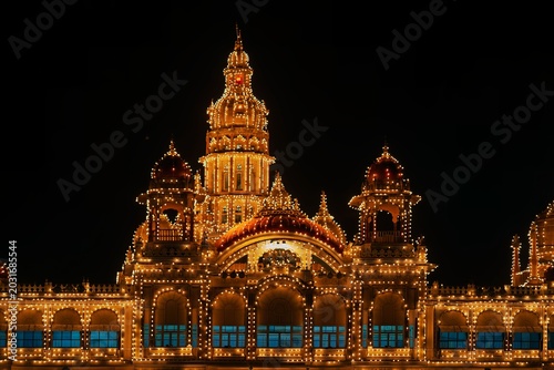 India, Karnataka, Mysore, Maharaja’s Palace at night, 3 March 2026